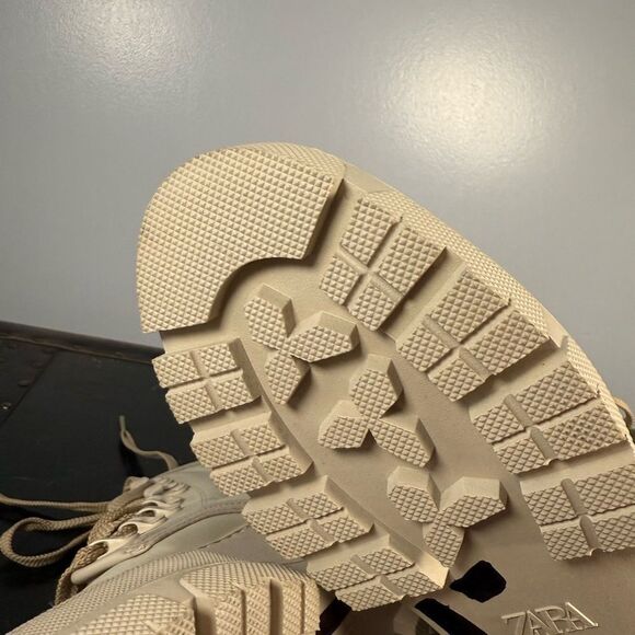 ZARA SHOES LACED LEATHER HIGH TOPS COMBAT BOOTS Eu Size 38 - Picture 3 of 4